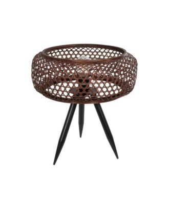 GLOBOSTAR® ZORION 999-0040 Vintage Επιτραπέζιο Φωτιστικό Πορτατίφ με Ντουί 1 x E27 AC 220-240V IP20 - Καφέ & Μαύρο - Μ40 x Π40 x Υ43.5cm